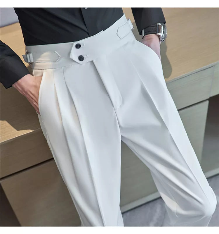 “Word Of Mouth” Men’s High Waist Designer Slim Fit Business Casual Dress Pants