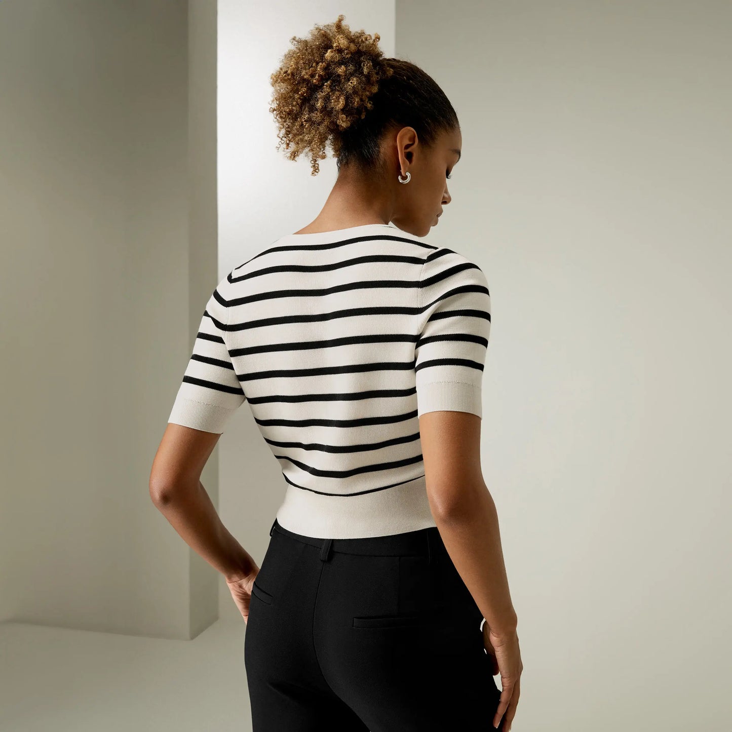 "England" Women's Silk Striped Knitted Crop Top