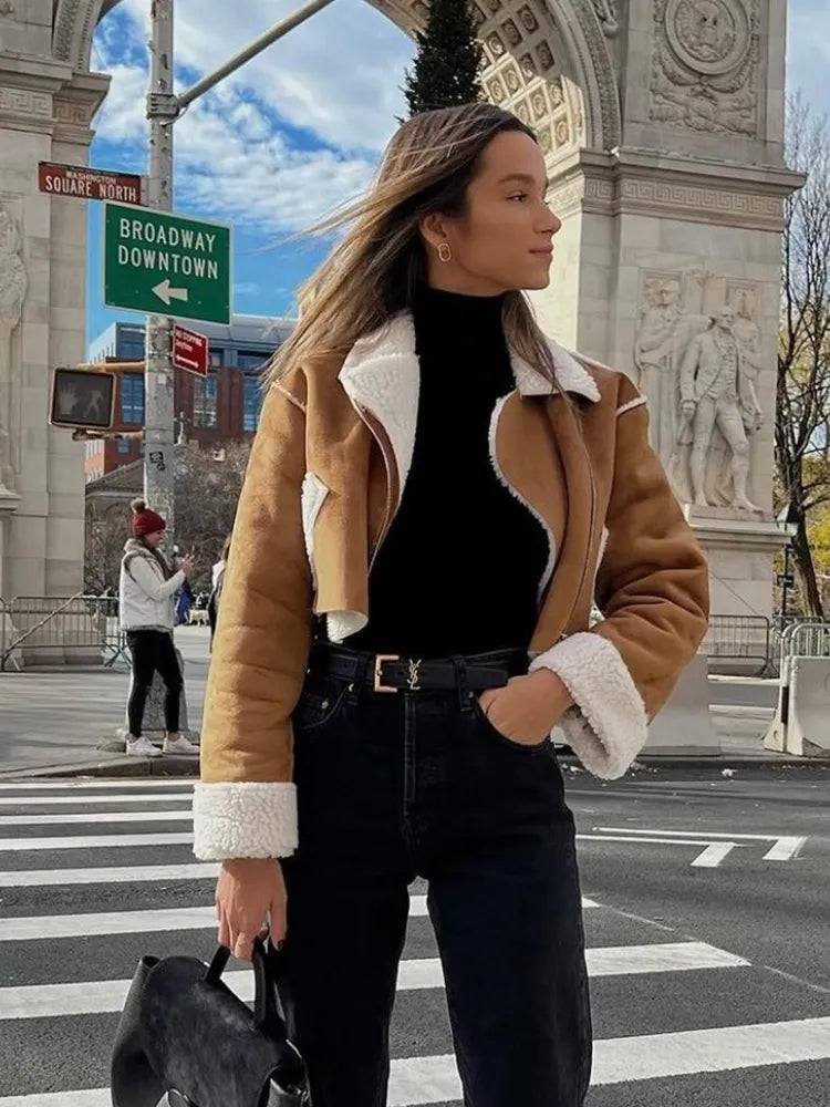 “Taylor” Women’s Vintage Designer Lambswool Fur Coat