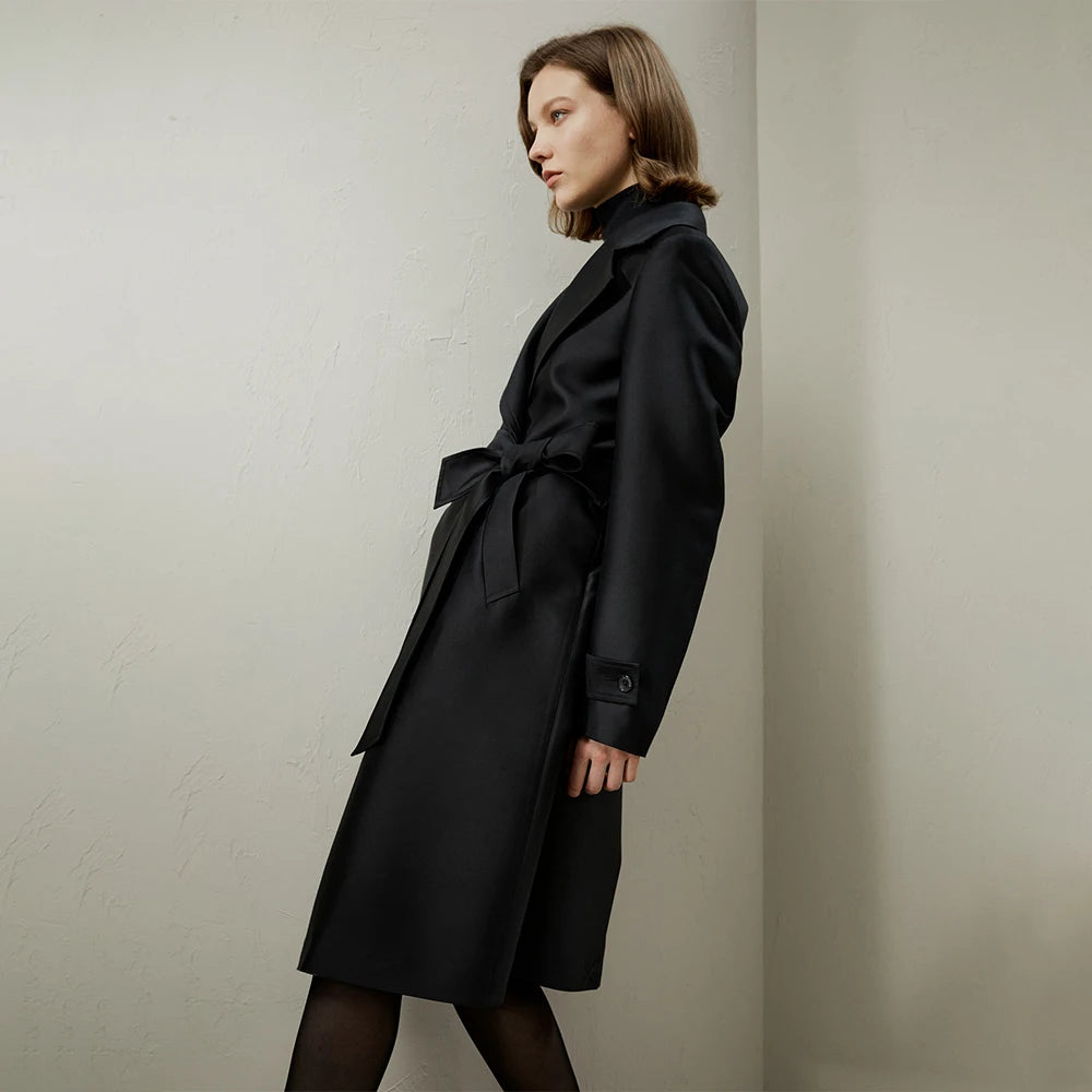 ”Angelique” Women’s Mulberry Silk Designer Trench Coat