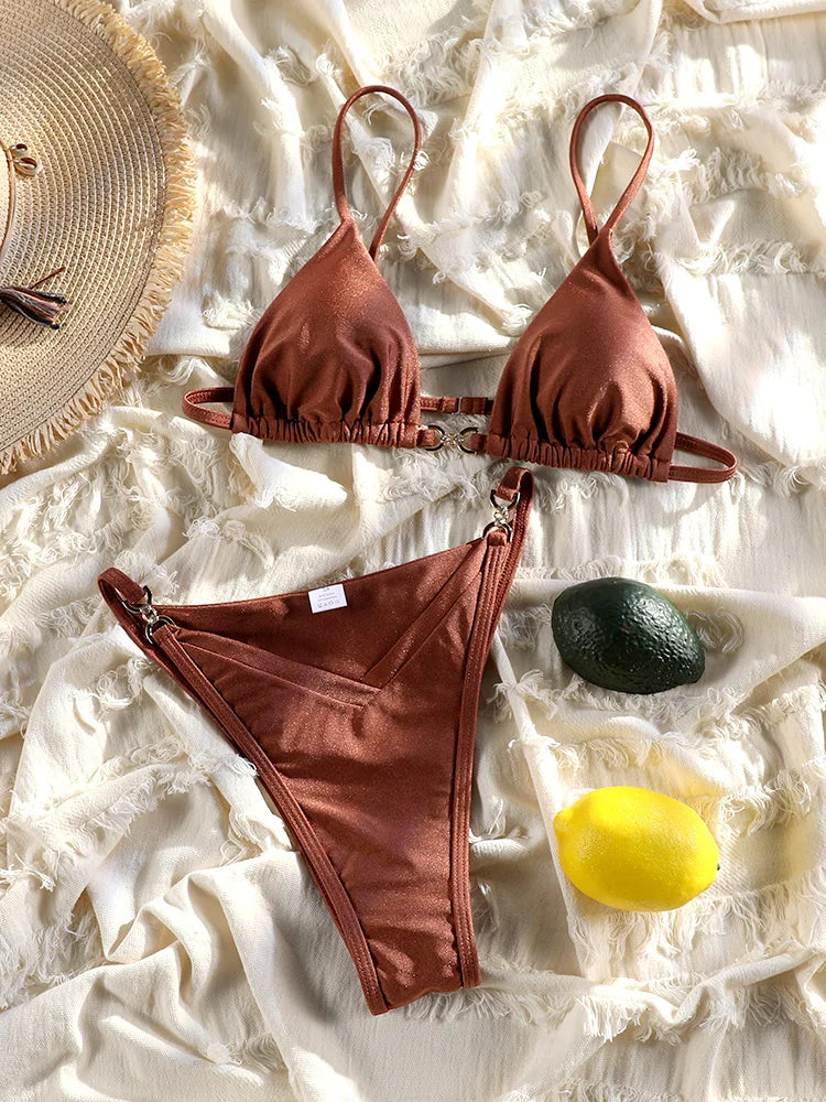 "Minka" Pleated Ring Cut Bikini