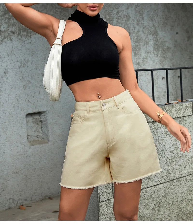 “Mid 90s” Women’s Casual Chic High Waist Denim Jean Shorts