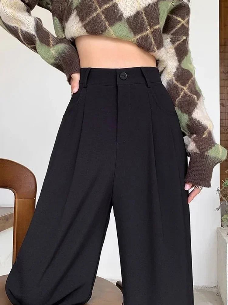 "Moments" Breathable Wide Leg High Waist Office Pants