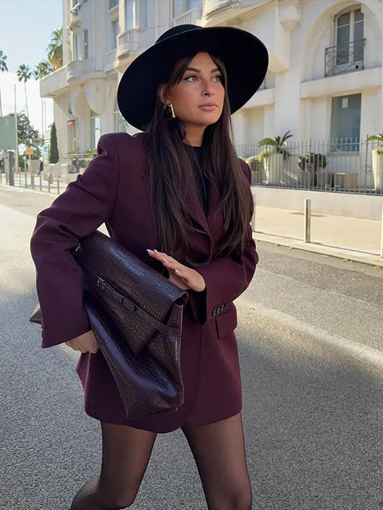 "Delevigne" Women's Single Breasted Cinched Waist Designer Suit Jacket