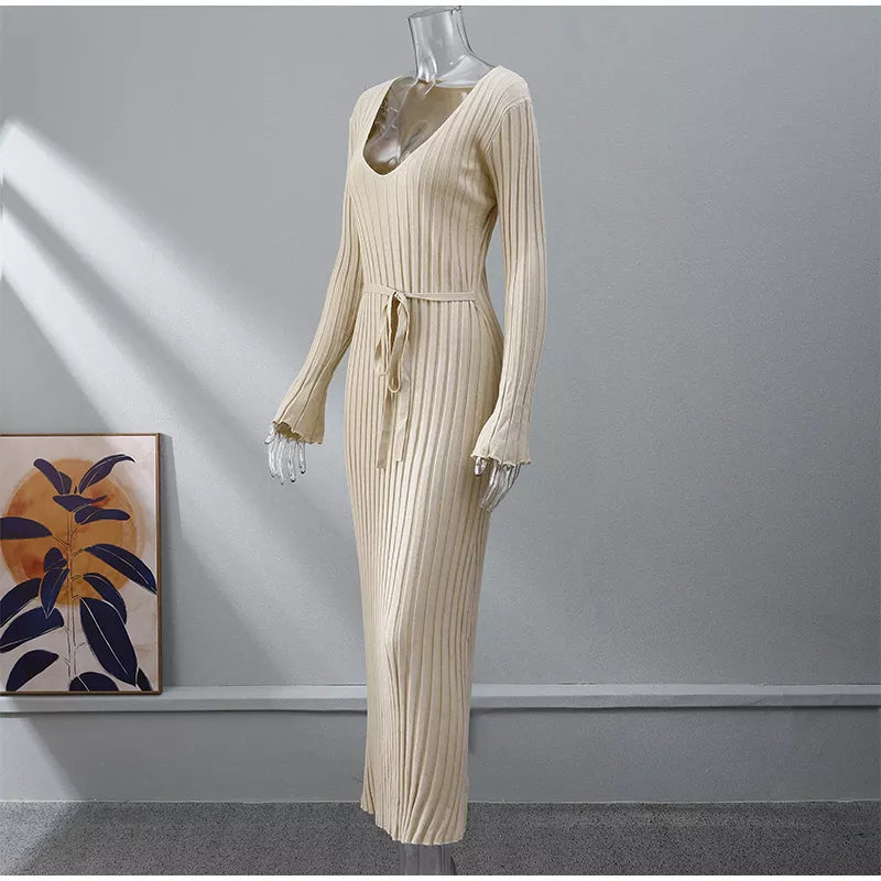 “Everlove” Women’s Casual Knitted Long Sleeve Bodycon Maxi Dress