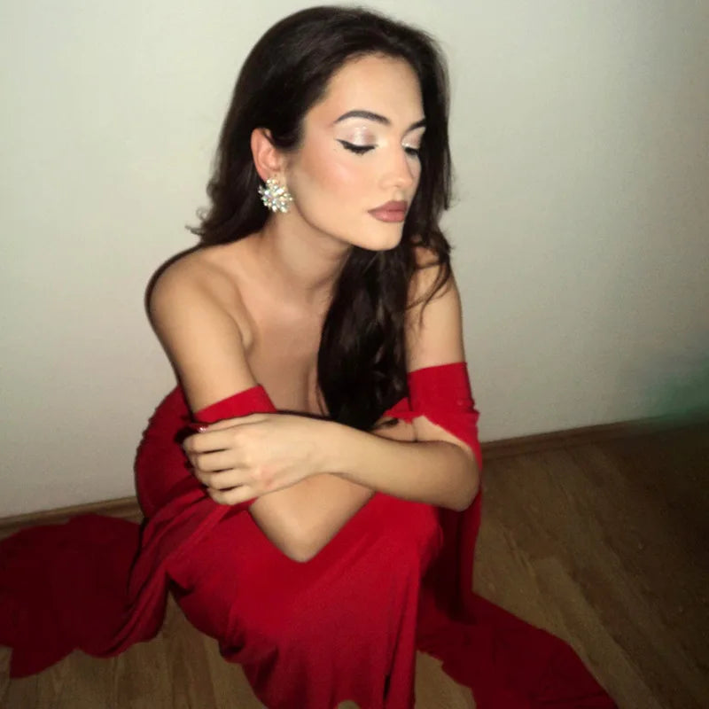 "Monroe" Women's Sexy Backless Strapless Long Sleeve Maxi Dress