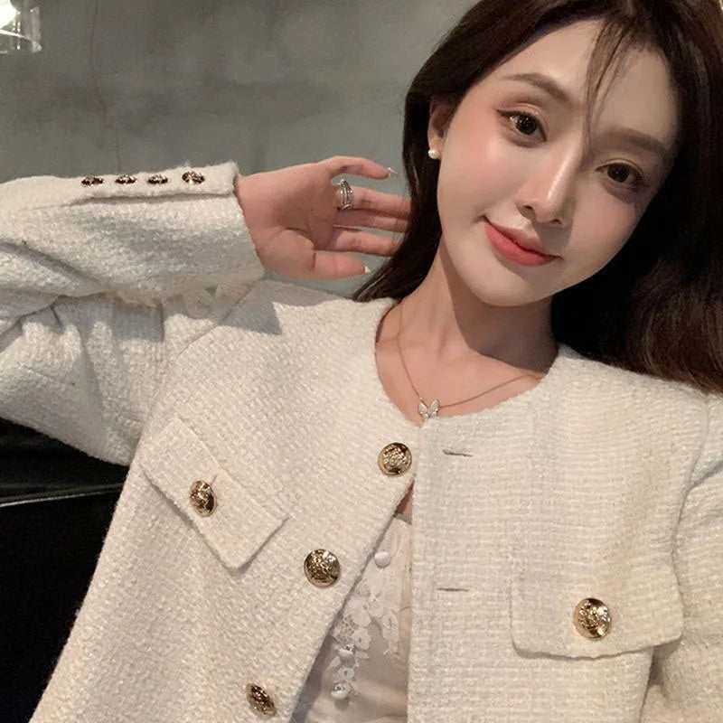 “Juliette” Women’s Elegant Button Up Tweed Jacket