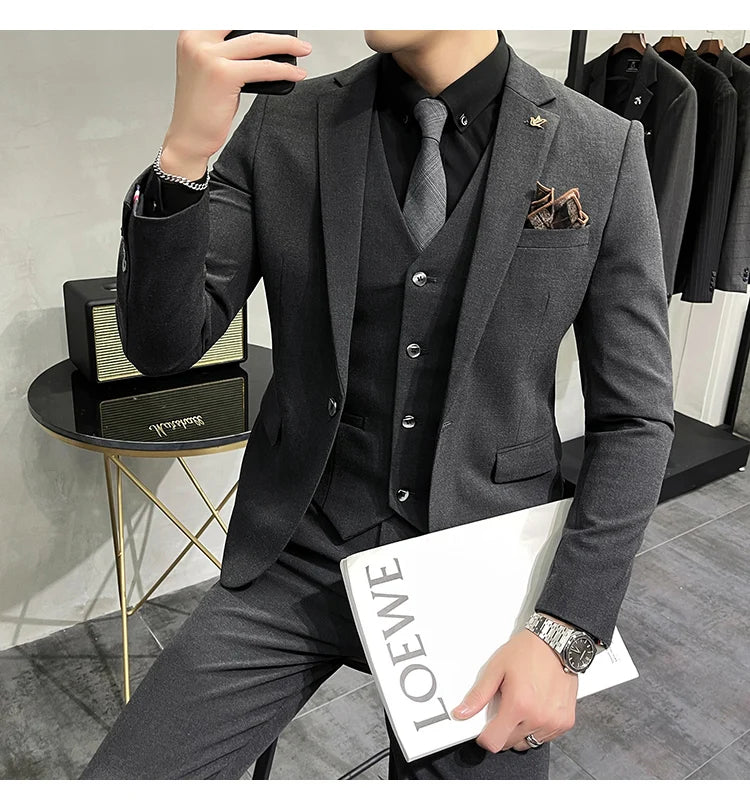 “Charon” Men’s Slim Fit 3 Piece Business Suit