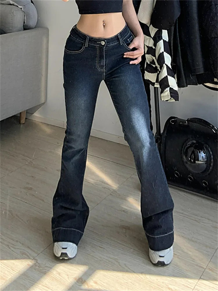 “Gossip Girl” Women’s Retro Y2K Style Low Waist Flare Jeans