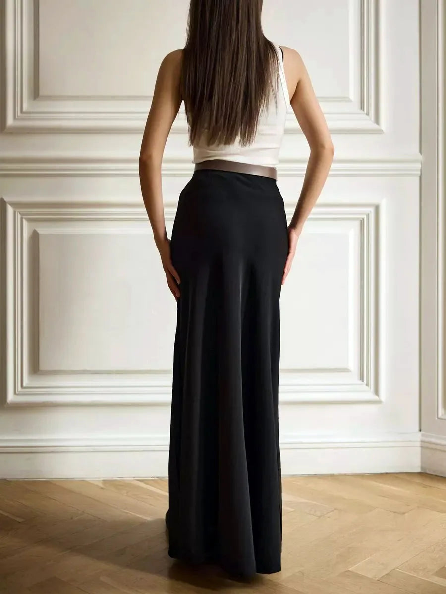 "Moda" Women's Satin High Waist Maxi Skirt