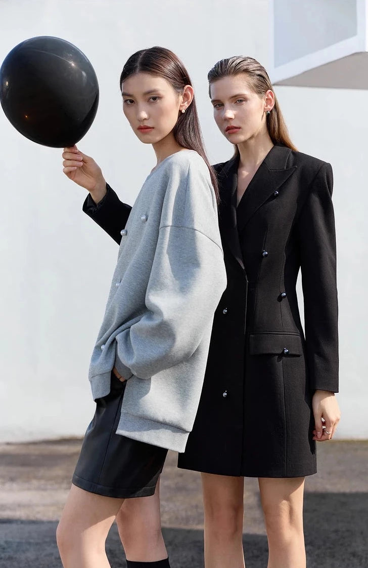 “CEO” Women’s Vintage Minimalistic Long Waist Lapel Blazer