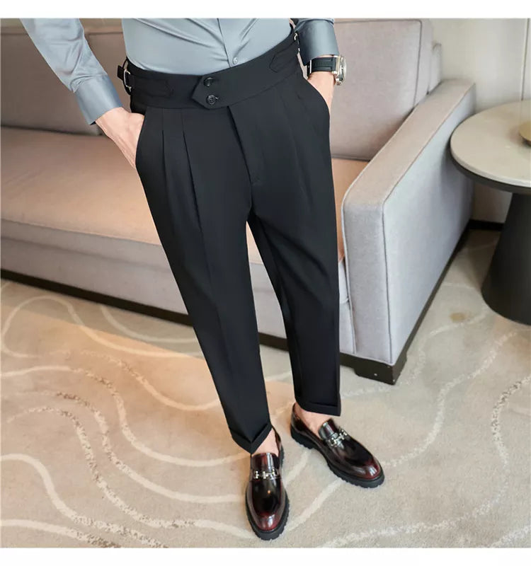 “Word Of Mouth” Men’s High Waist Designer Slim Fit Business Casual Dress Pants
