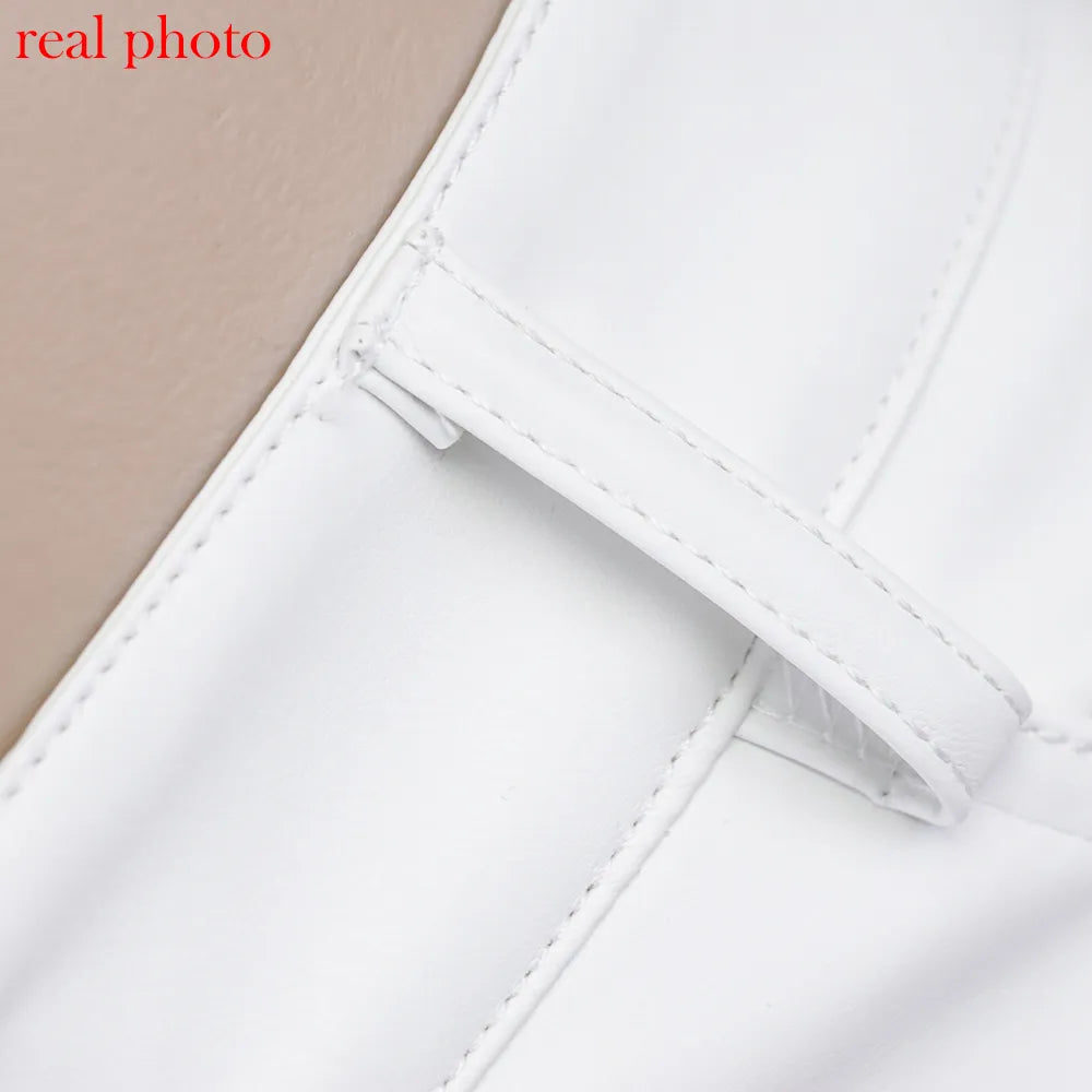 “Miley” High Waist Straight Leg Button Up Leather Pants
