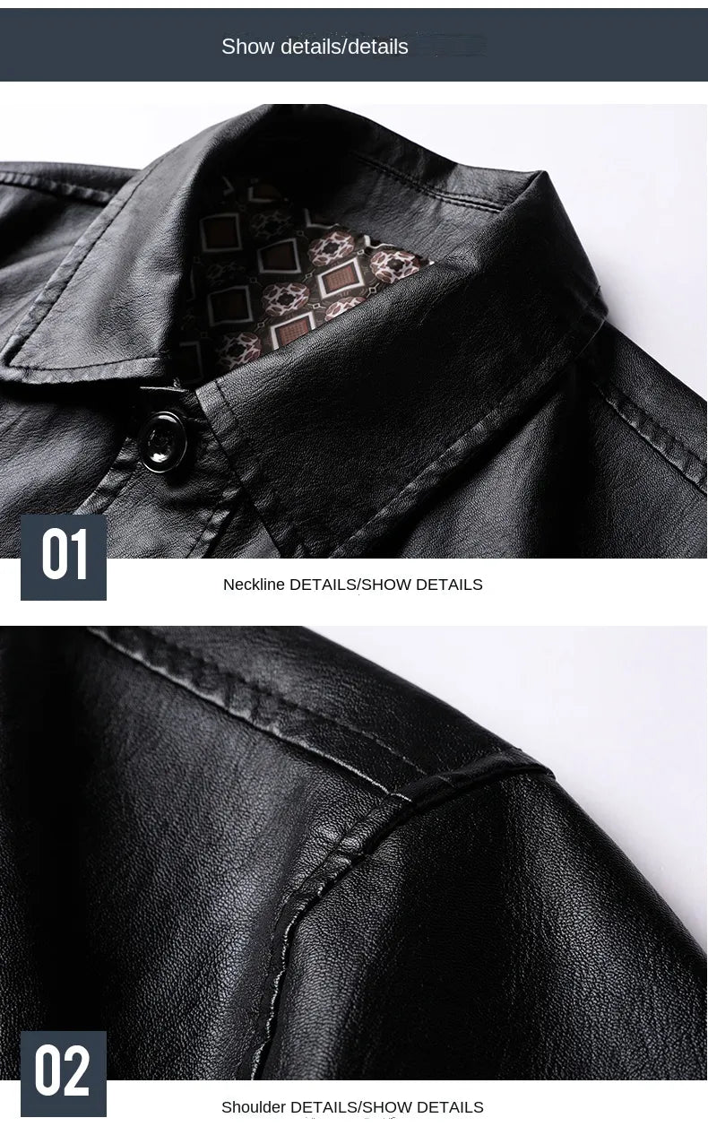 “Silky” Men’s Classic Designer Faux Leather Biker Jacket