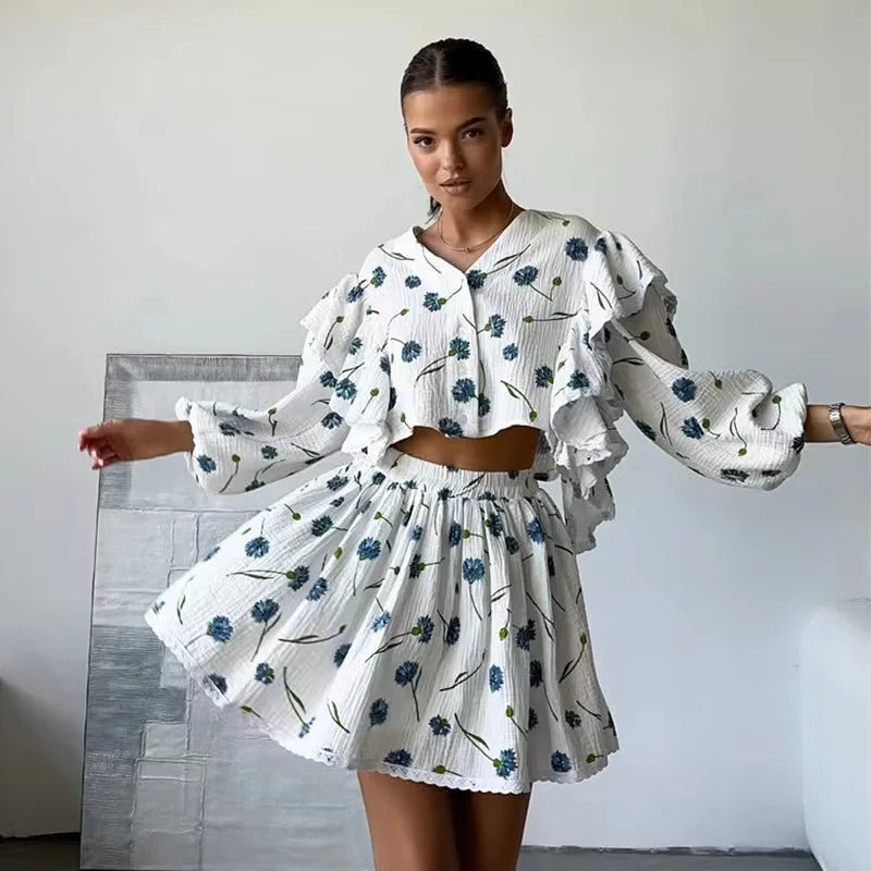 “Binded Lovers” Women’s Casual Long Sleeve 2 Piece Linen Outfit Set