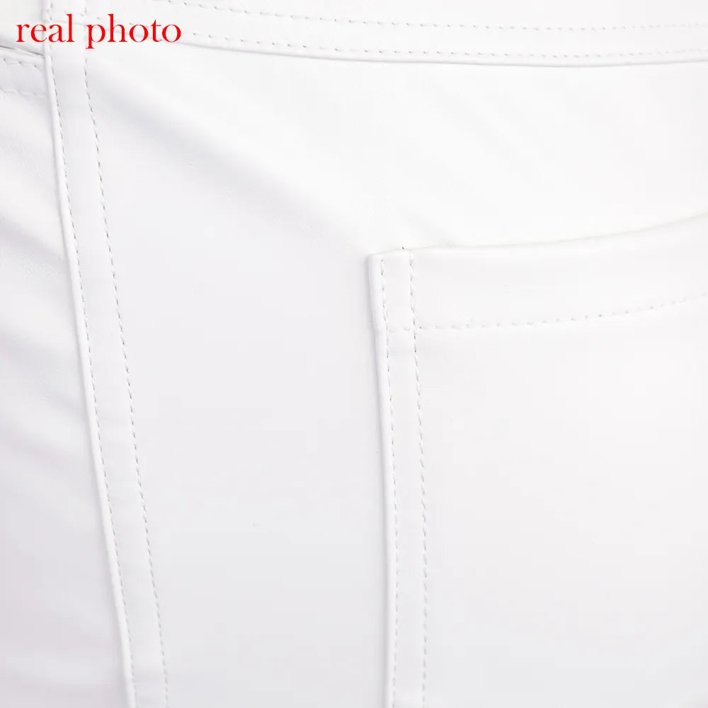 “Miley” High Waist Straight Leg Button Up Leather Pants