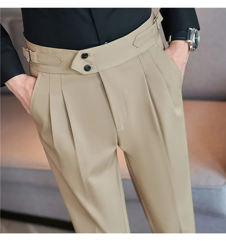 “Word Of Mouth” Men’s High Waist Designer Slim Fit Business Casual Dress Pants