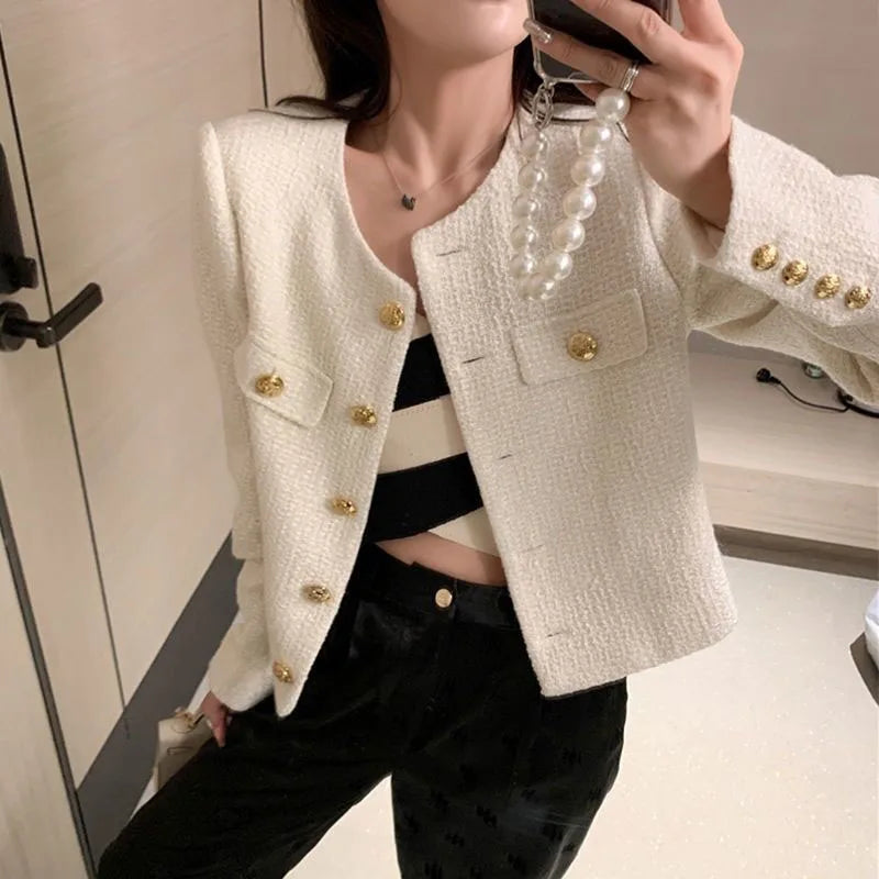 “Juliette” Women’s Elegant Button Up Tweed Jacket