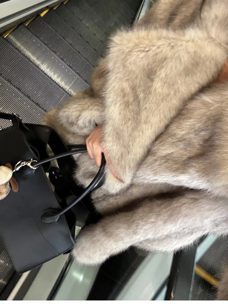 "Milan" Women's Designer Oversized Thick Fox Fur Coat