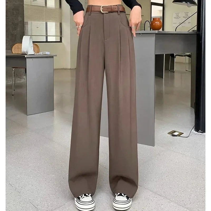 "Moments" Breathable Wide Leg High Waist Office Pants