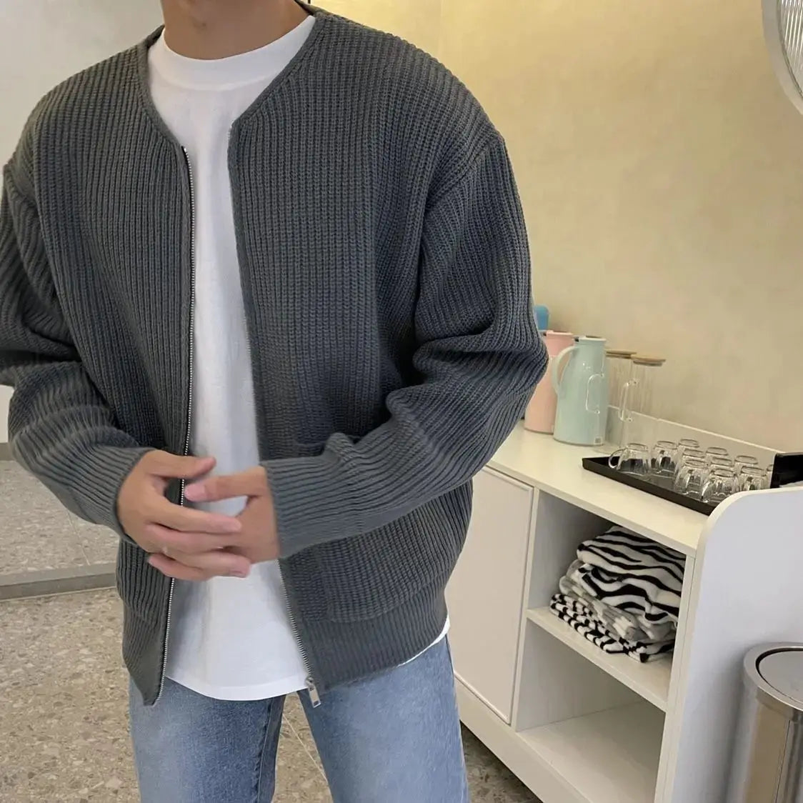 “Fall Antics” Men’s Knitted Oversized Designer Long Sleeve Sweater