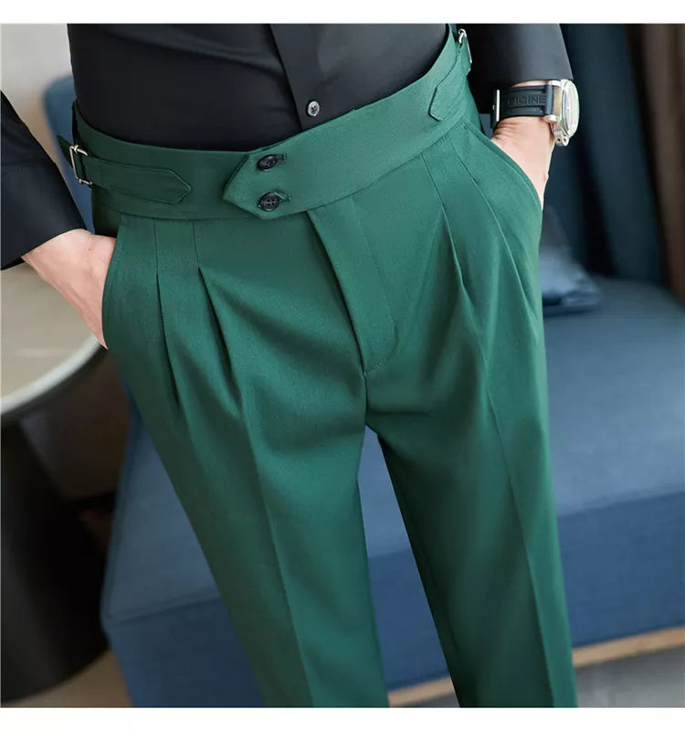 “Word Of Mouth” Men’s High Waist Designer Slim Fit Business Casual Dress Pants