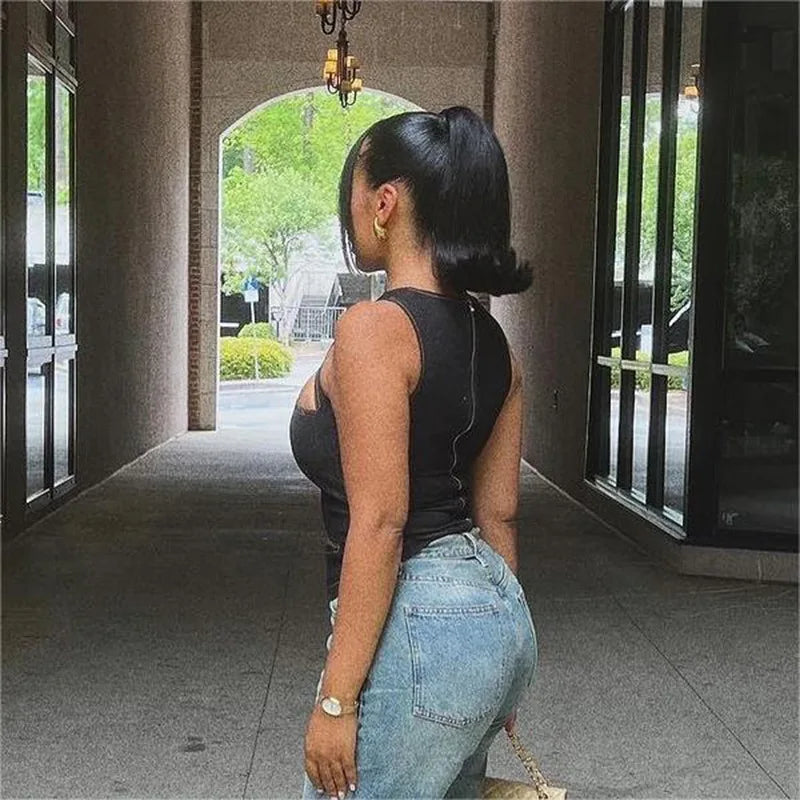 "Valley" Women's Sleeveless Round Neck Denim Vest