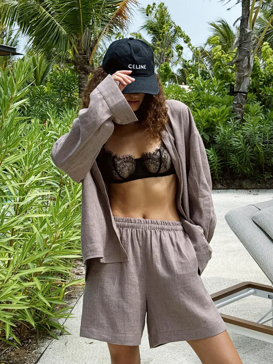 "Malibu" Women's Cotton Long Sleeve 2 Piece Outfit Set