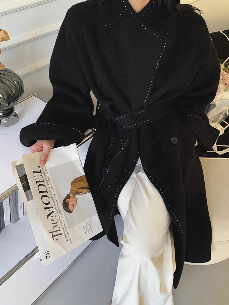 “Grandeur” Women’s Double-Sided Designer Oversized Cashmere Coat