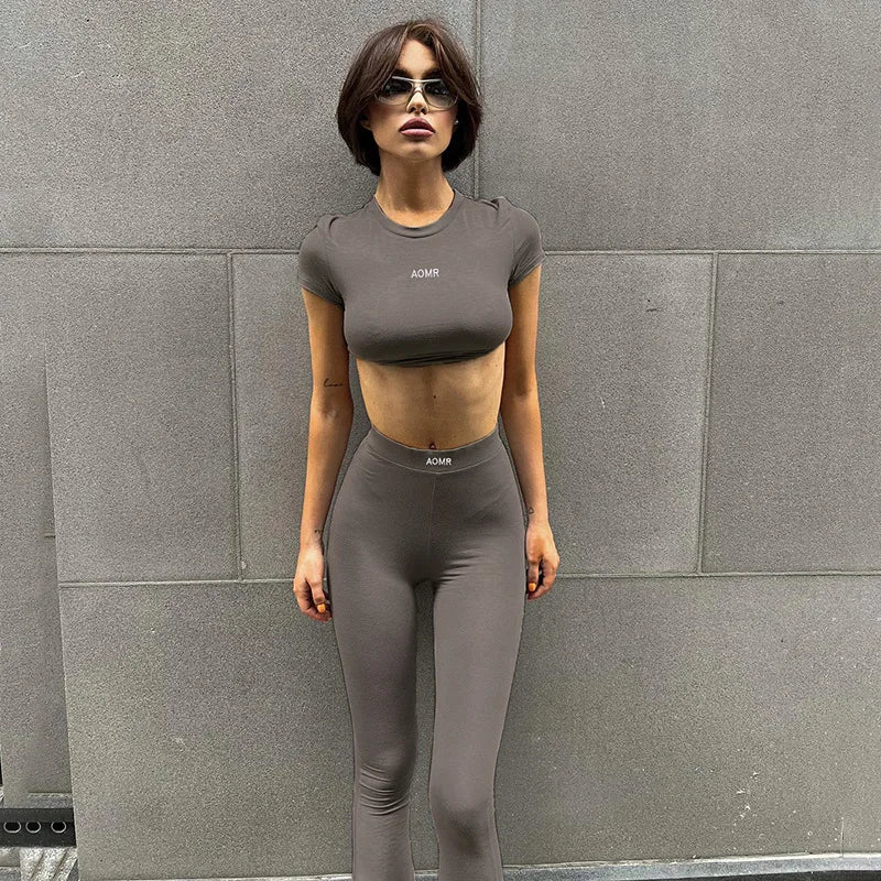 "Mi AOMR" Women's Casual Y2K Style 2 Piece Matching Outfit Set