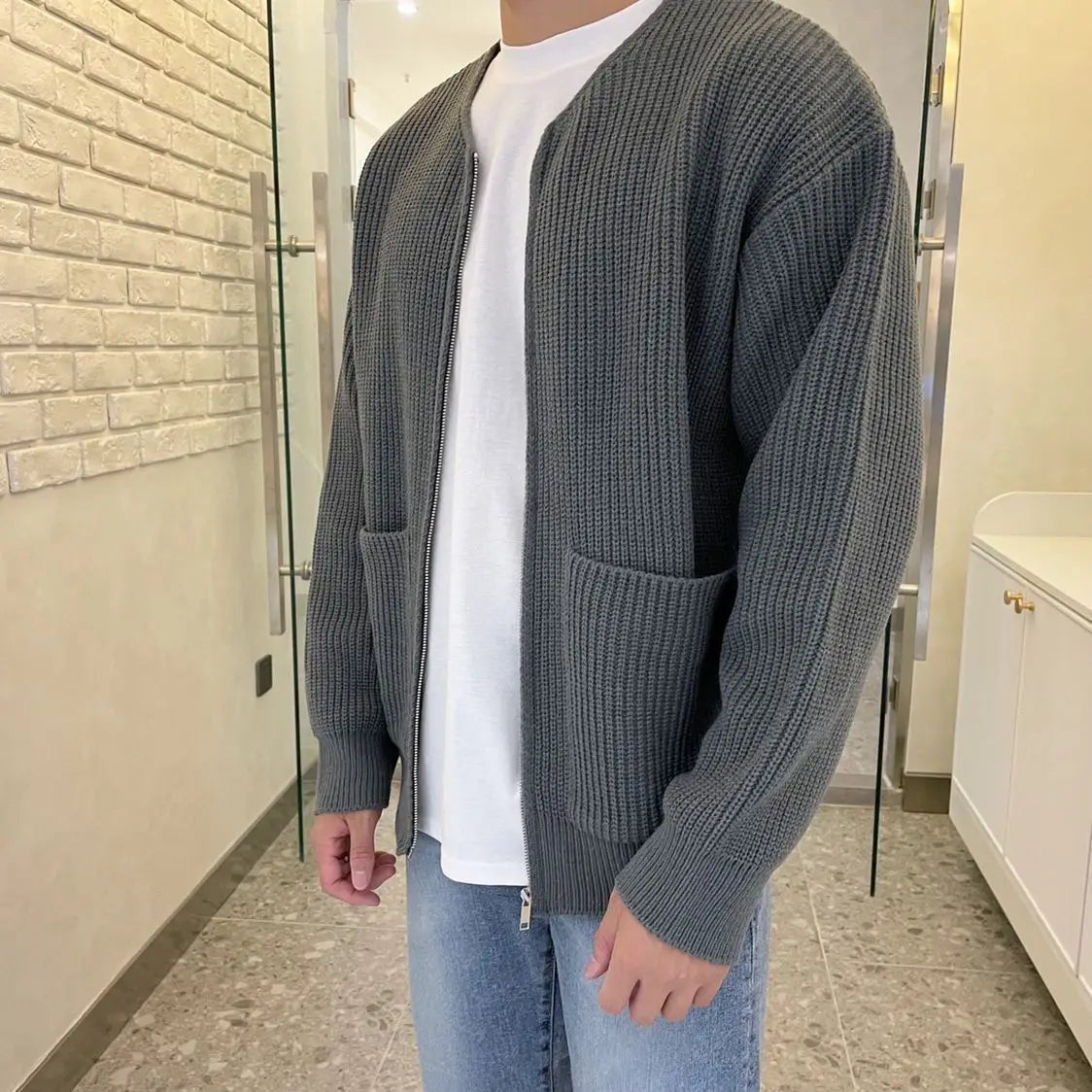 “Fall Antics” Men’s Knitted Oversized Designer Long Sleeve Sweater