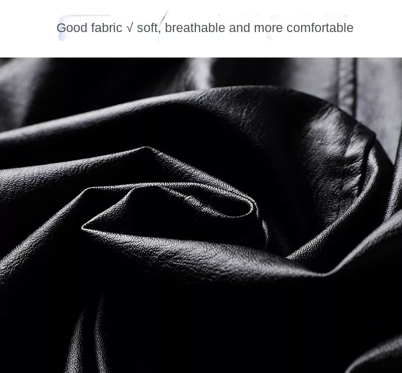 “Silky” Men’s Classic Designer Faux Leather Biker Jacket