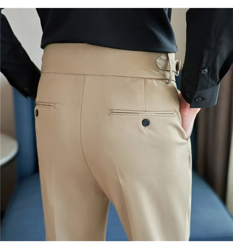 “Word Of Mouth” Men’s High Waist Designer Slim Fit Business Casual Dress Pants