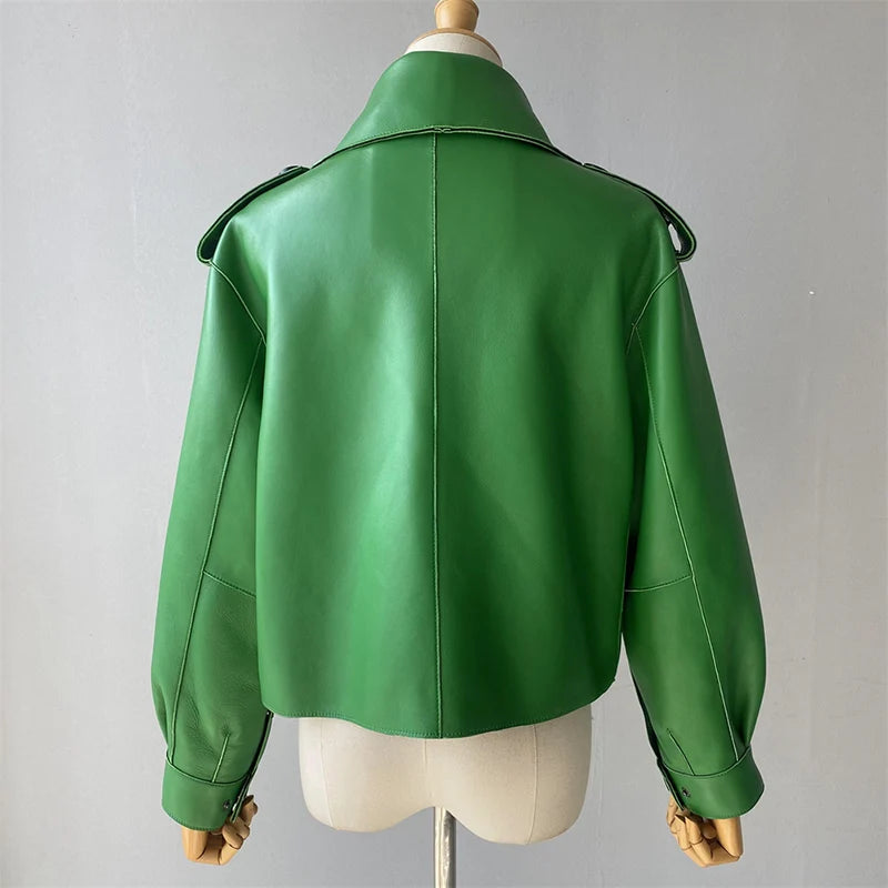 “Diamond” Women’s Sheepskin Designer Leather Jacket