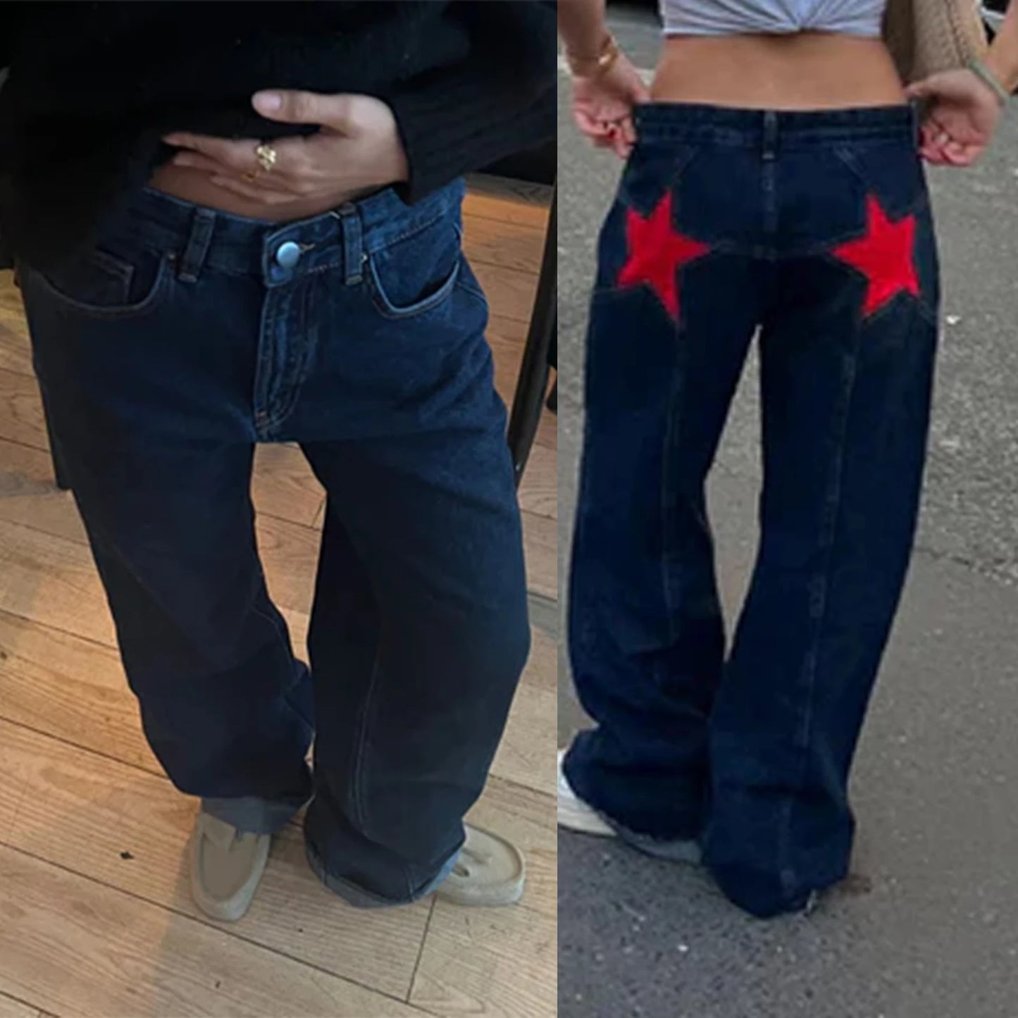 "Party Like A Rockstar" Women's Vintage Y2K Style Low Waist Jeans
