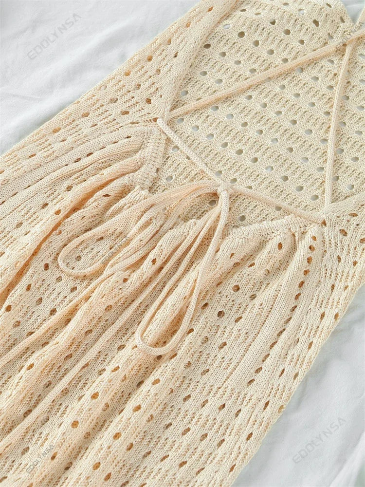 "June" Knitted Backless Bodycon Maxi Dress