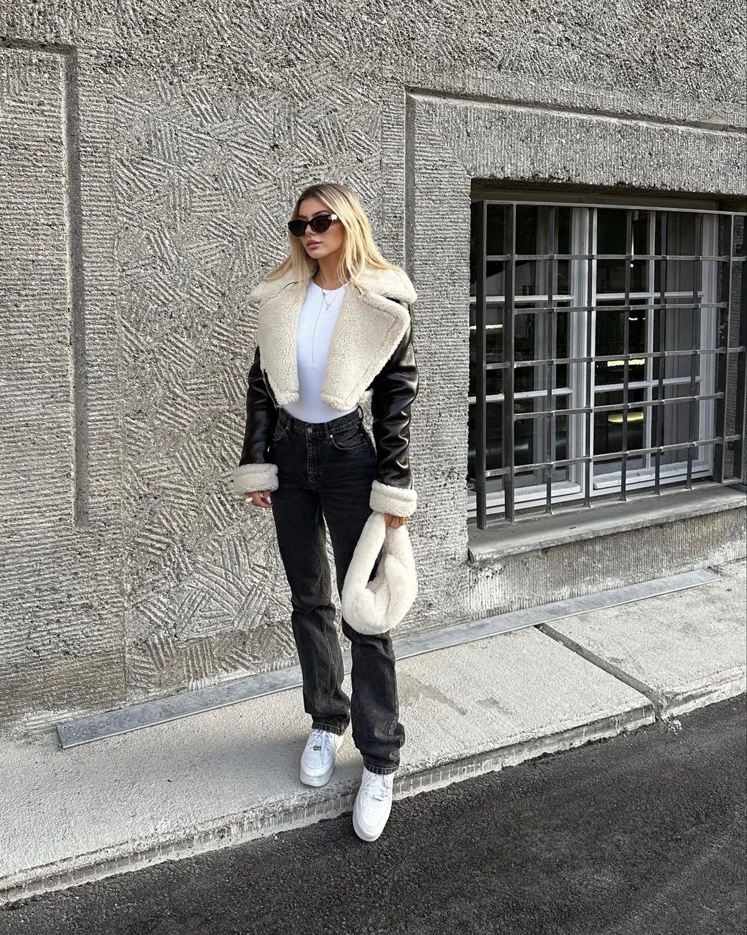 “Try Again” Women’s Vintage High Street Style Lambswool Winter Coat