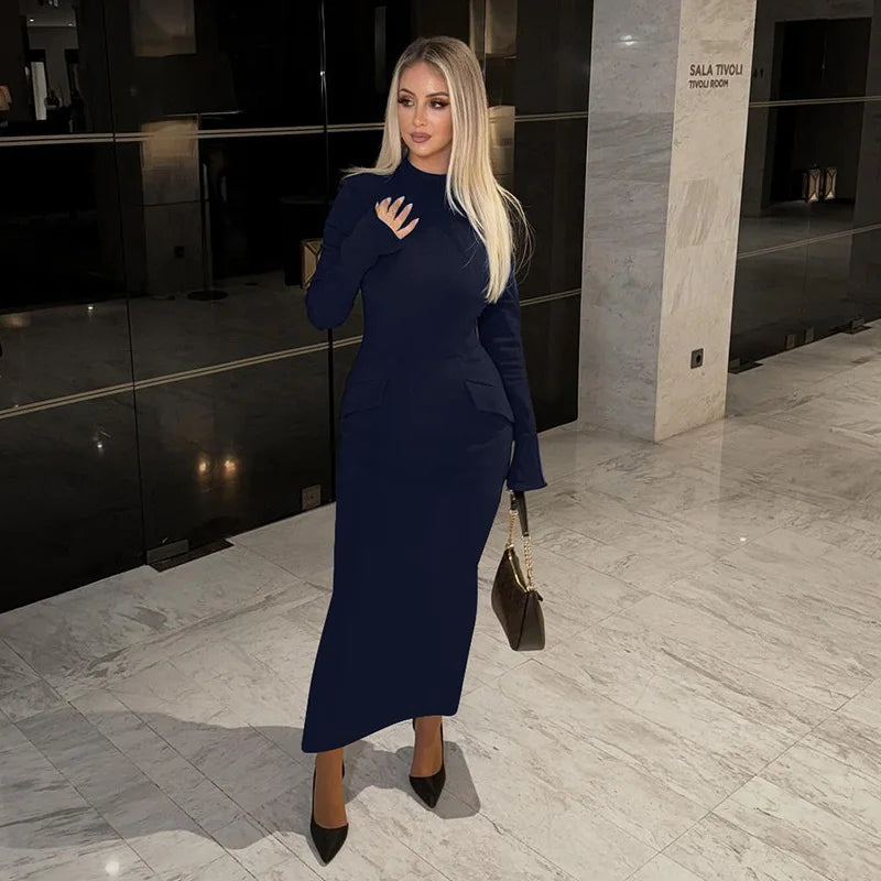 "Willow" Turtleneck Long Sleeve Maxi Dress