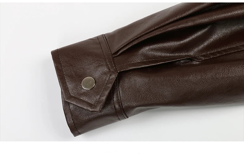 "Trinity" Women's Waterproof Long Sleeve Oversized Faux Leather Jacket