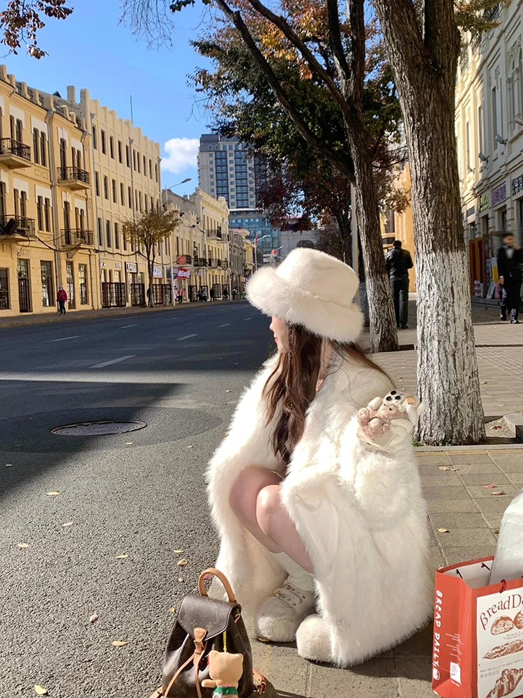 "Milan" Women's Designer Oversized Thick Fox Fur Coat