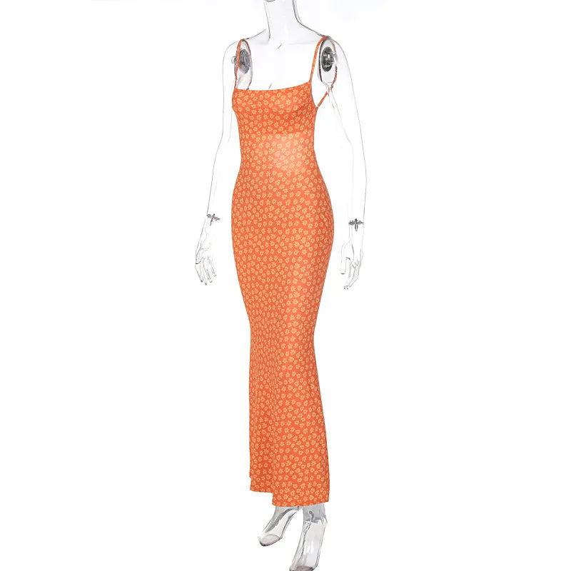 “Daffodil” Women’s Sexy Floral Backless Maxi Sundress