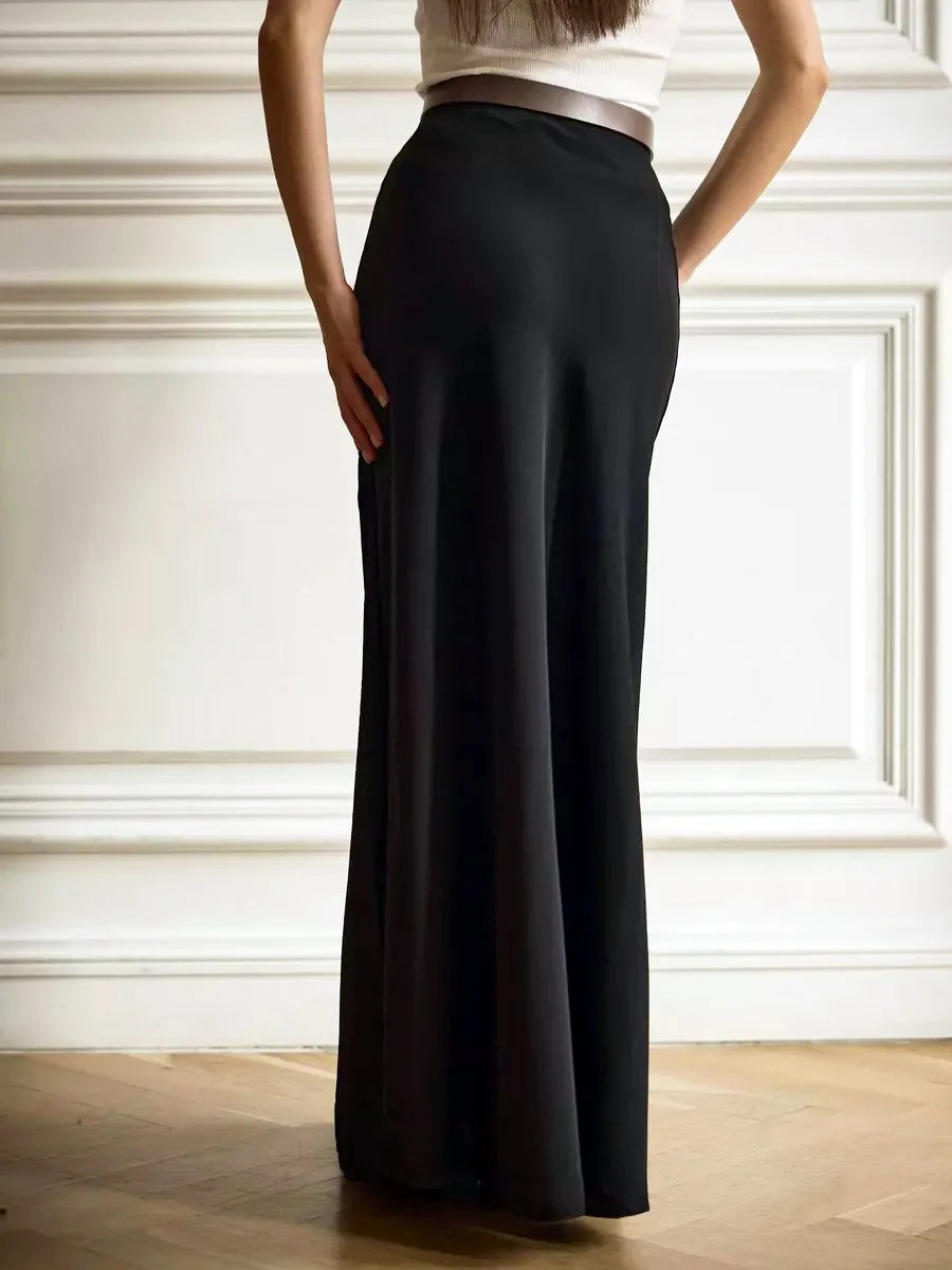 "Moda" Women's Satin High Waist Maxi Skirt
