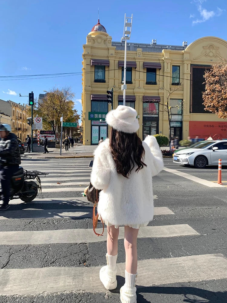 "Milan" Women's Designer Oversized Thick Fox Fur Coat