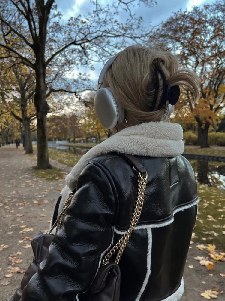 “Try Again” Women’s Vintage High Street Style Lambswool Winter Coat