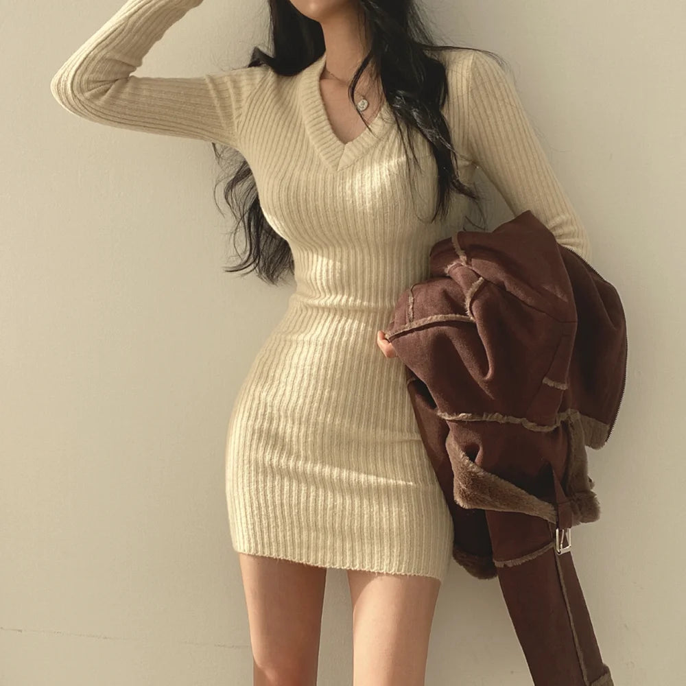 “Not So Innocent” Women’s Long Sleeve Knitted  Sweater Dress
