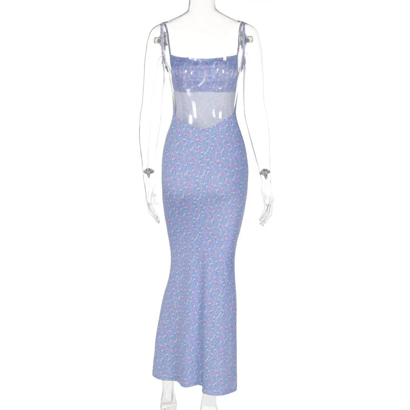 “Daffodil” Women’s Sexy Floral Backless Maxi Sundress