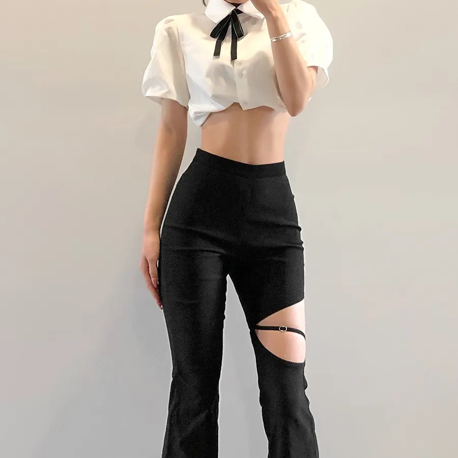 "Bing Bong" High Street Style High-Waist Flare Pants