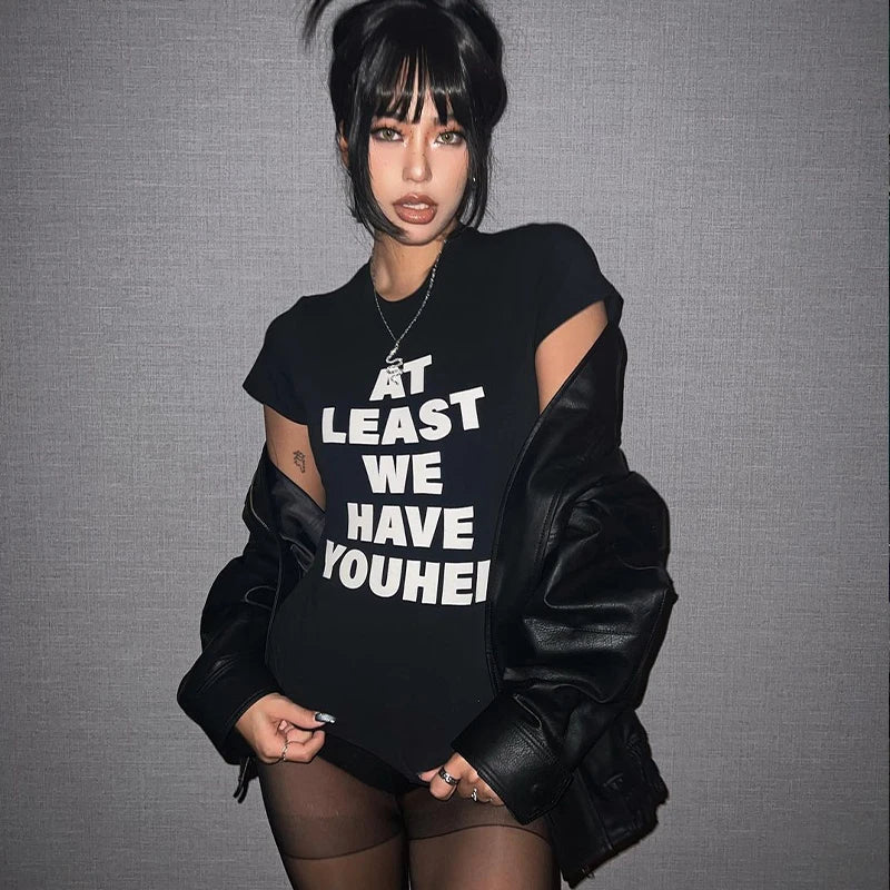 "At Least We Have You" Women's Graphic Print Retro Y2K Style Cropped T-Shirt
