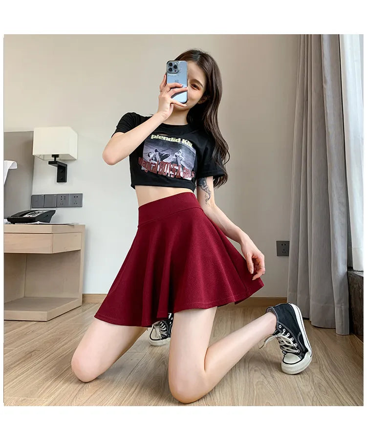 “Delicate” Women's Elastic Korean Style High Waist Mini Skirt