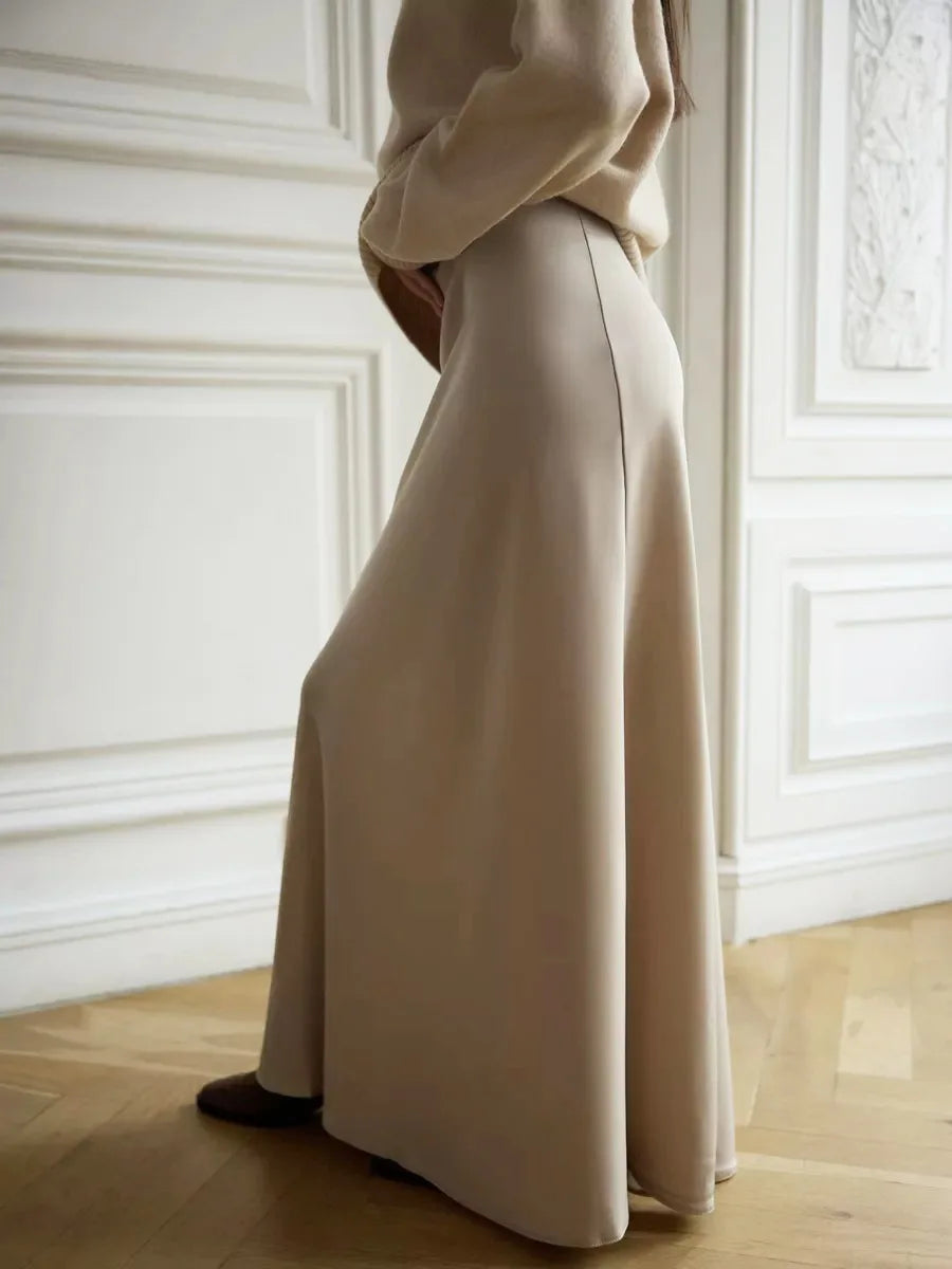 "Moda" Women's Satin High Waist Maxi Skirt